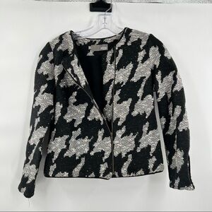 MYNE Ashley Ann blazer jacket black white size S houndstooth